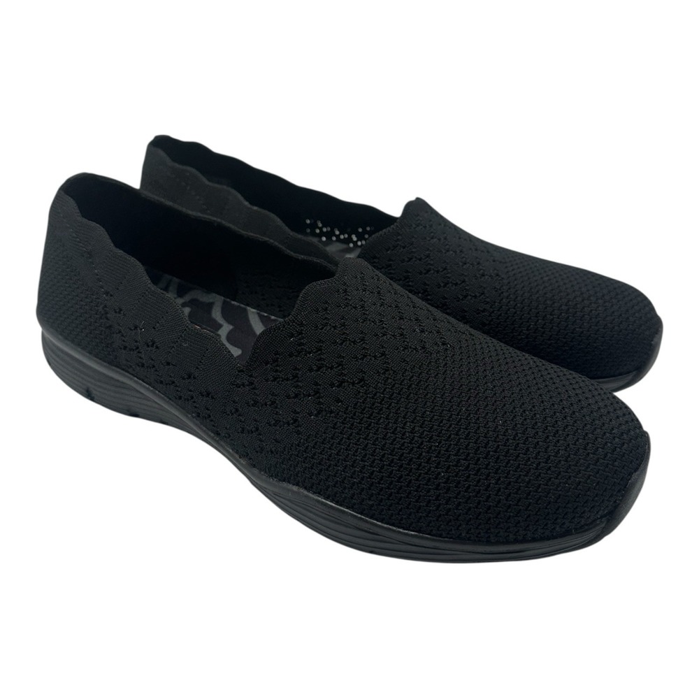Skechers Seager Statā Shoes Womens Size 10 Black Slip On Knit Mesh Loafers 49481